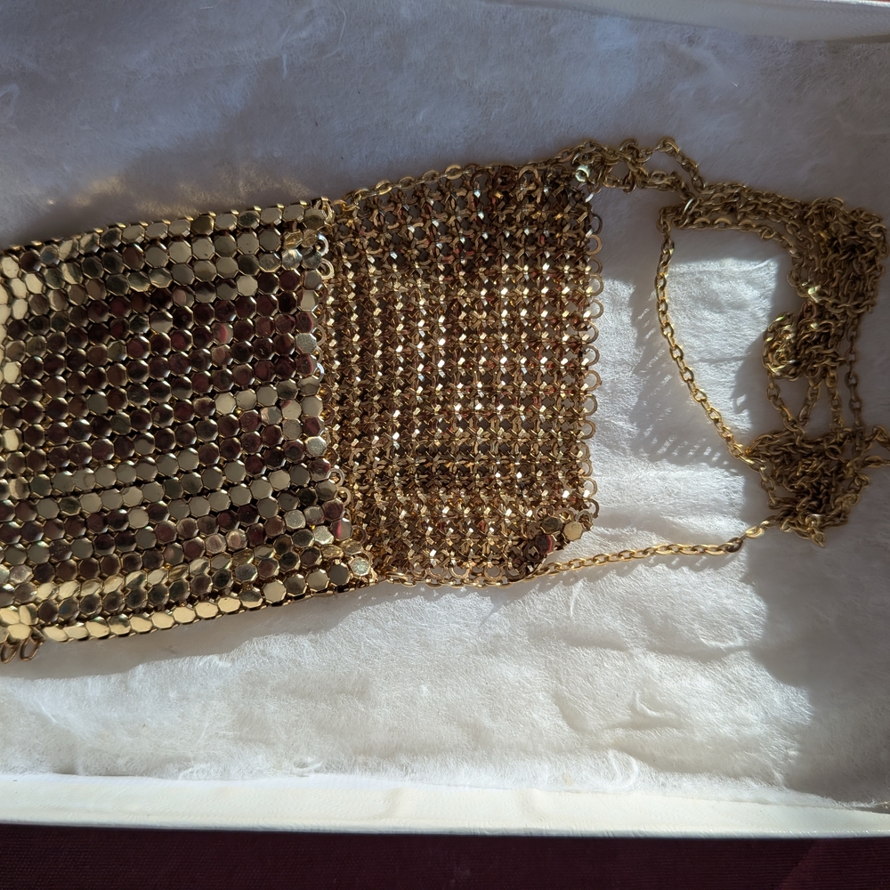 Vintage Gold Mesh Coin Purse Necklace